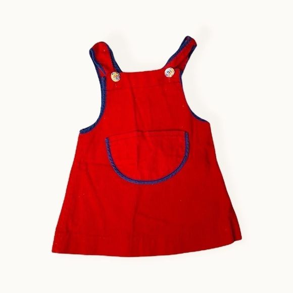 Vintage Other - Vintage Dress Corduroy Jumper Overalls skirtall red blue size 2T 2 toddler